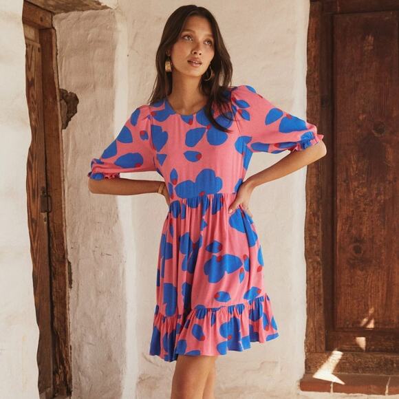 Mister Zimi Lottie Tiered Mini Shift Dress in Sapphire Rose size AU 10, US 6 - Picture 1 of 16